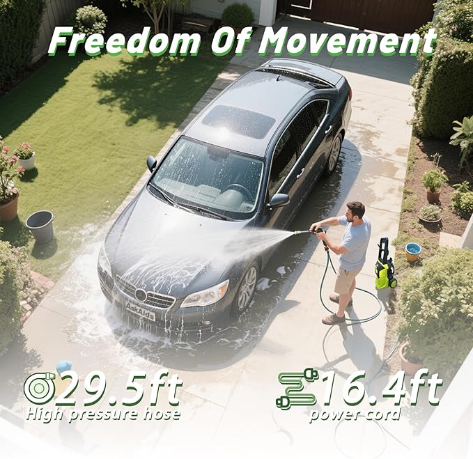 Pressure Washer, Power Washer with Foam Cannon,High Pressure Cleaning Machine with 4 Nozzles for Car, Patio, Driveway,Fences,Decks