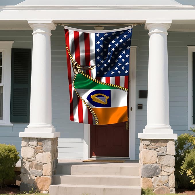 Vintage American America Usa Ireland Irish Flags For Outside Yard 3x5 Ft Double Sided Printed 100d Polyester Lightweight Garden Welcome Outdoor Banner Brass Grommets