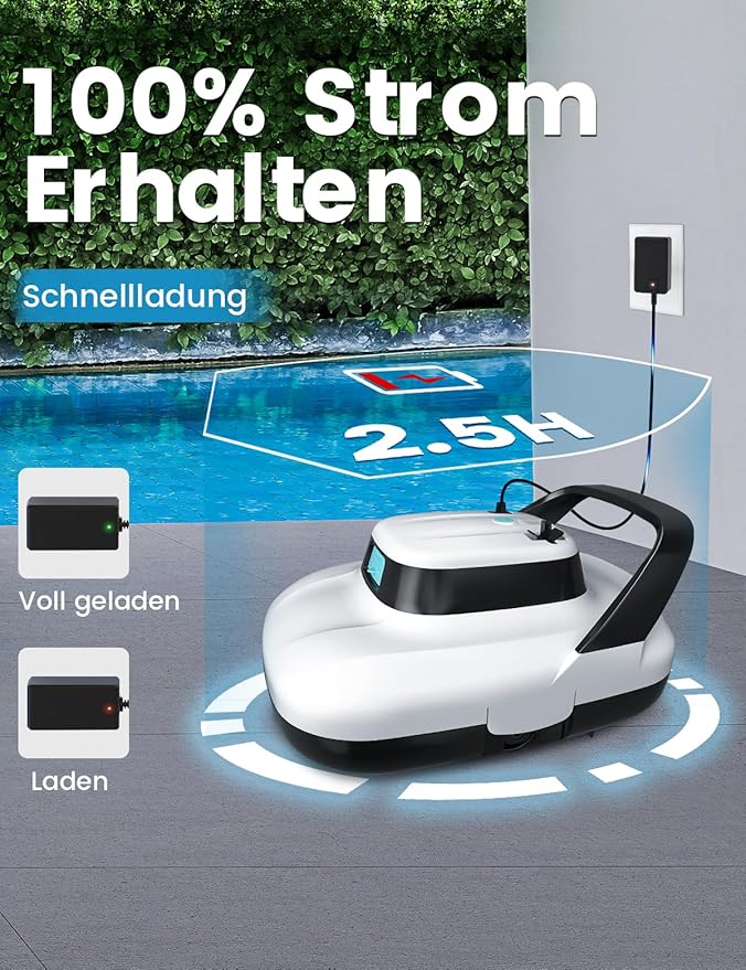 (2025 Upgrade) Launs S1 Cordless Robotic Pool Cleaner, Dual Motors & Suction Ports Automatic Pool Vacuum Robot Lasts up to 90 Min, Self-Parking Ideal for Above Ground Pools (New)