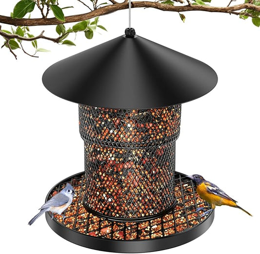 Bird Feeder for Outdoor Hanging, Large Squirrel Proof Birdfeeders - Heavy Duty Metal Bird Feeders for Outside Hanging, 4 Lb Large Capacity Birdfeeder to Attracting Birds