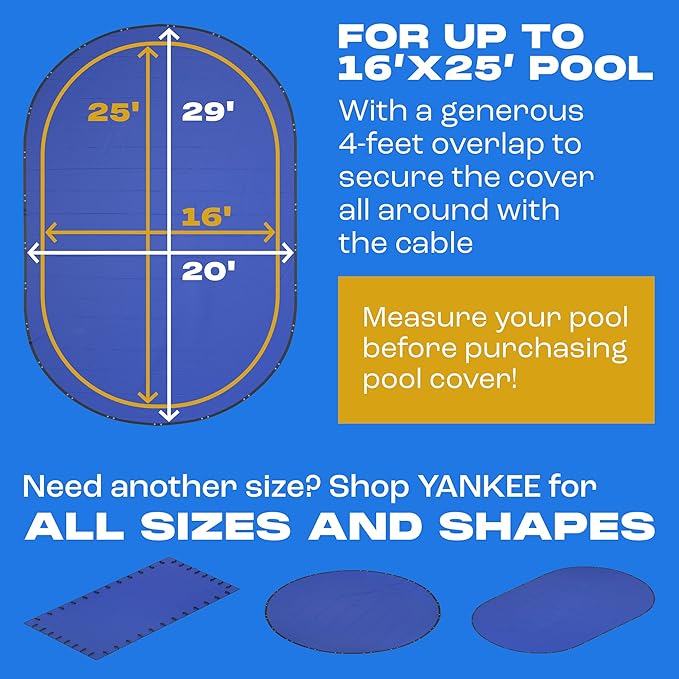 Yankee Pool Cover for Oval Pool | 16 x 25-ft | Oval Winter Pool Cover for Above Ground Pools | Extra Thick & Durable, UV-Resistant | Above-Ground Pool Protection