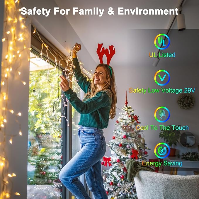 66FT 670 LED Outdoor Christmas Lights - 148 Ice Drops, 12 Pro Modes with Timer Memory & Brightness, Waterproof Hanging Ice String Light for Holiday Wedding Garden Fence House Decor (Warm White)