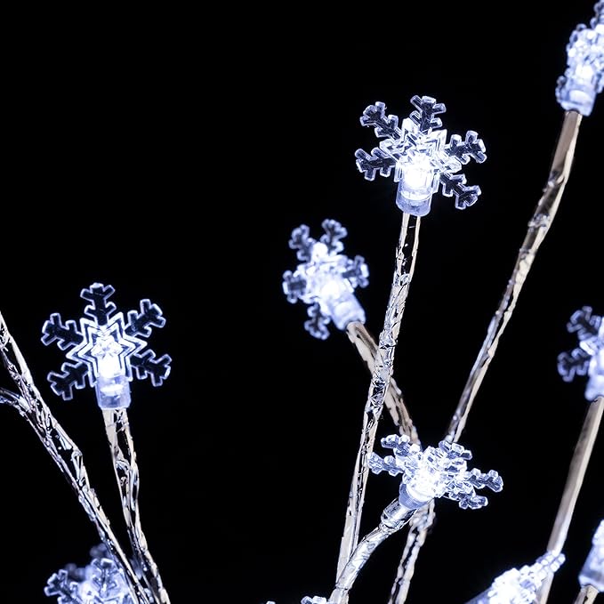 Alpine Corporation 58"H Indoor/Outdoor Frosty Christmas Snowflake Tree with LED Lights , Christmas Decoration