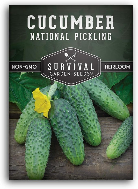 Survival Garden Seeds - National Pickling Cucumber Seed for Planting - Packet with Instructions to Plant and Grow Cucumis Sativus in Your Home Vegetable Garden - Non-GMO Heirloom Variety