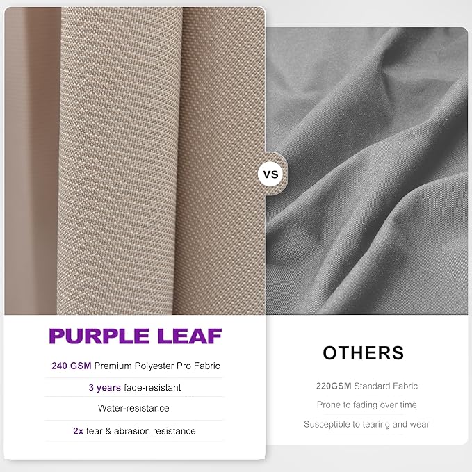 PURPLE LEAF 8' X 10' Swivel Outdoor Patio Aluminum Umbrella with Base Left-right Tilting Cantilever Offset Umbrella with UV Resistant Heavy Duty Fabric for Deck Pool Patio Backyard, Sand Dune