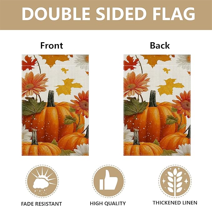 Garden Flags, Garden Flag, Stained Glass Style Pumpkin Maple Leaf Double-Sided Flags for Farmhouse Yard Outdoor Decoration-12 x 18inch (Pumpkin-5)