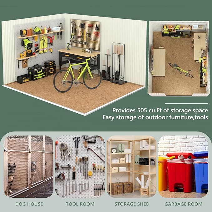 10x12 FT Outdoor Storage Shed, Metal Shed with 1 Window & Lockable Door, Large Heavy Duty Tool Sheds, Outside Waterproof Storage Building