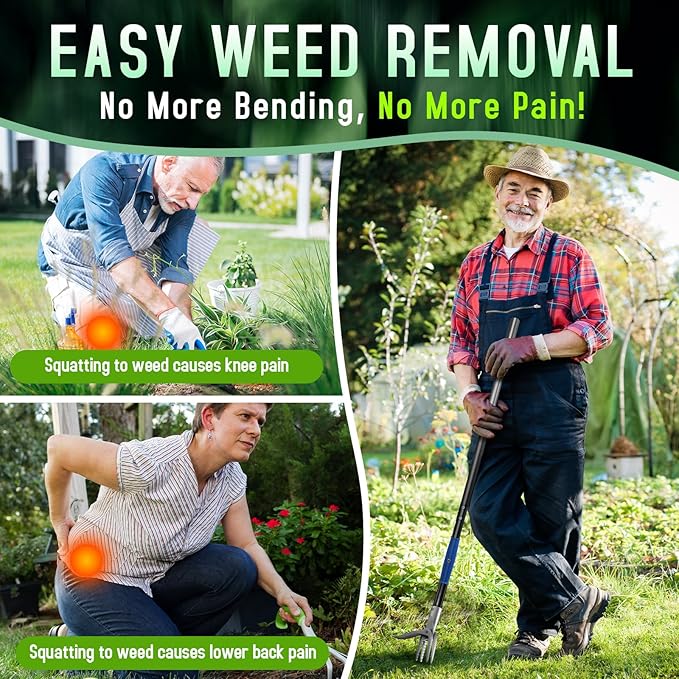 50” Weed Puller Tool for Crabgrass, Dandelion etc,Stand Up Weeder with Easy-Eject Mechanism, Steel Handle, Steel Claw,Garden Weed Remover Tool Without Bending, Pulling,Kneeling.