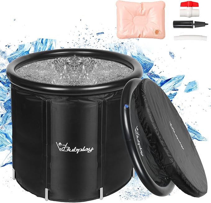 Ice Bath Cold Plunge Tub with Cover for Indoor Outdoor for Recovery, Cold Water Therapy, Athletes & Adults -105 Gallons, Black, XL