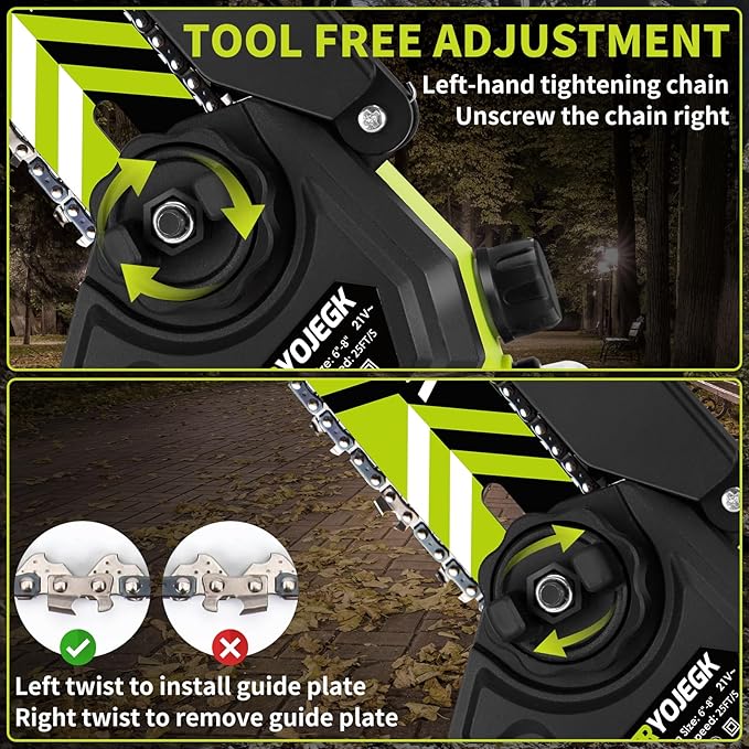 8 & 6 Inch Mini Chainsaw Cordless,2×4.0Ah Battery Tool-Free Installation Small Brushless Chain Saw with 4 Guides & Chain,Portable Motosierra De Bateria for Tree Trimming & Branch Wood Cutting