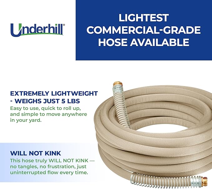 Featherweight EVO Lightweight Fabric Garden Water Hose for Outdoors, Yard, Kink-Resistant, Flexible, Weighs 5 Pounds, 200 PSI Working Pressure, 800 PSI Burst Pressure, 50 ft Long, Green