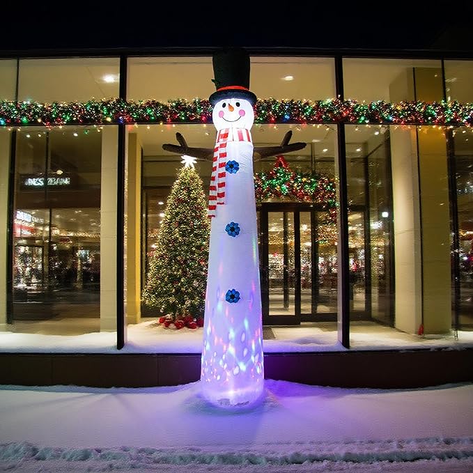 12FT Inflatable Snowman Outdoor Christmas Decoration - Blow Up Snowman with Built-in LED Lights for Garden Lawn