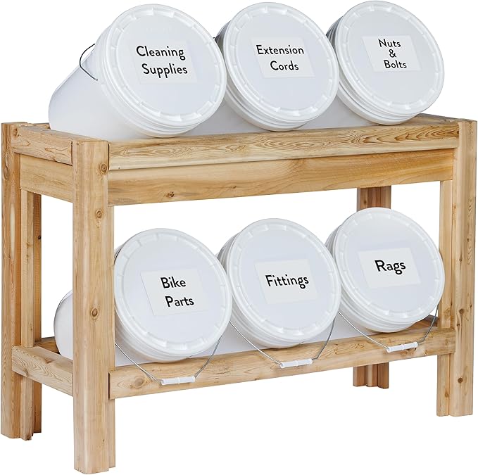 Greenes Fence Six Bucket Cedar Storage Shelves, 44 in. x 16 in. x 30 in. - Made in USA with North American Cedar