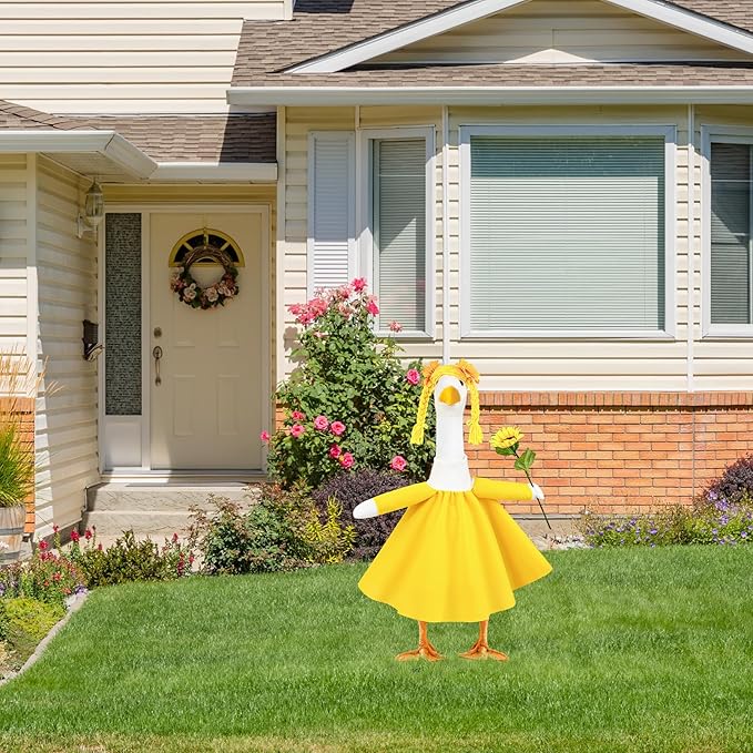 Sunflower Porch Goose Outfits Cute and Fun Porch Goose Clothes Fit 23” Geese for Lawn Yard and Patio Decoration