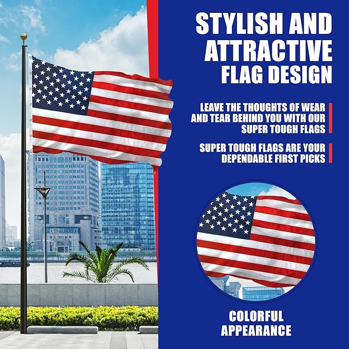 Super Tough 30ft x 50ft Nylon American Flag | Embroidered Stars and Sewn Stripes | Brass Grommets | Heavy-Duty Outdoor Flag | Fade Resistant American Flag Made in USA | All Weather Nylon