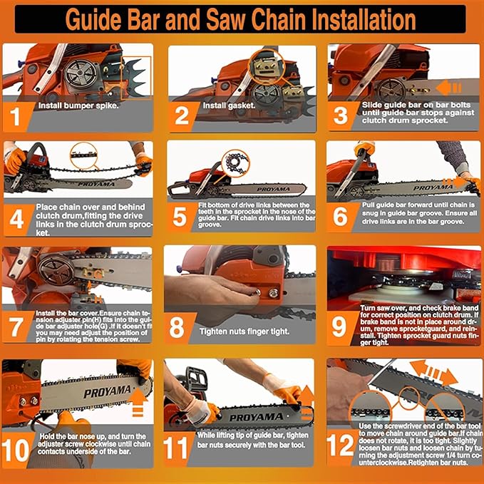 PROYAMA 68CC 2-Cycle Top Handle Gas Powered Chainsaw 24 Inch 20 Inch Petrol Handheld Cordless Chain Saw for Tree Wood Cutting