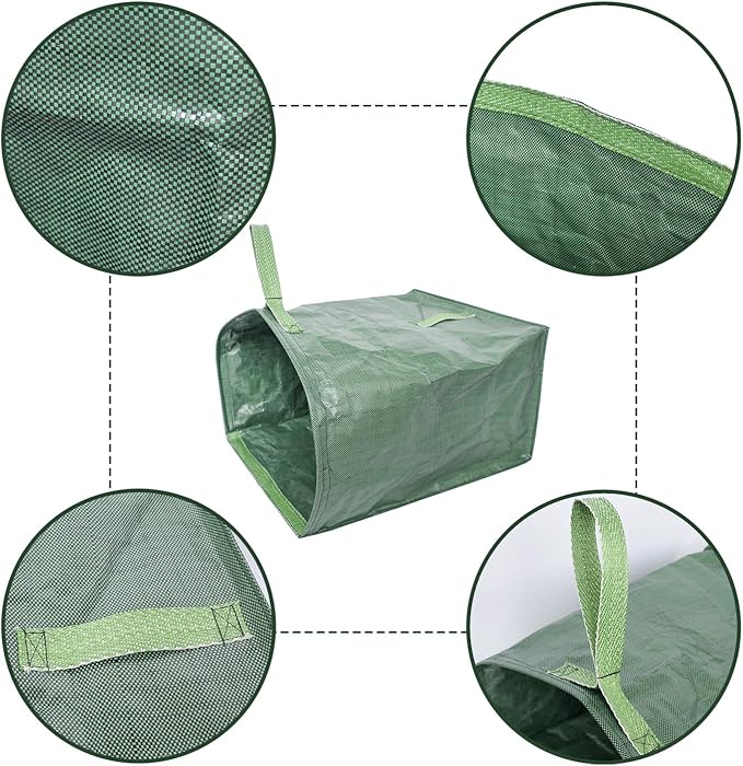 UNISTRENGH 2-Pack Set 106 Gallons Reusable Garden Bag with Reinforced Handles Heavy Duty Gardening Bags Lawn Pool Garden Leaf Waste Bag (Green-Double)