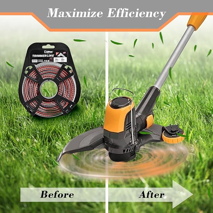 Cluparis 1-Pound Heavy Duty Sawtooth 095 Trimmer Line, Heavy Duty Sawtooth Weed Wacker String 0.095, Weed Eater String .095 inch-by-285ft-1lb Dual Core String Serrated Trimmer Line with Line Cutter