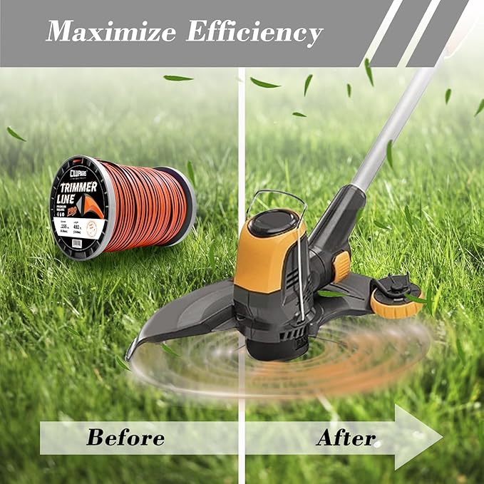 Cluparis 5-Pound Super Heavy Duty Trimmer Line .095-Inch-by-1365-ft Square Pro Trimmer Line Spool 3-Component Tri-Extrusion Weed Eater String with Super Line Cutter