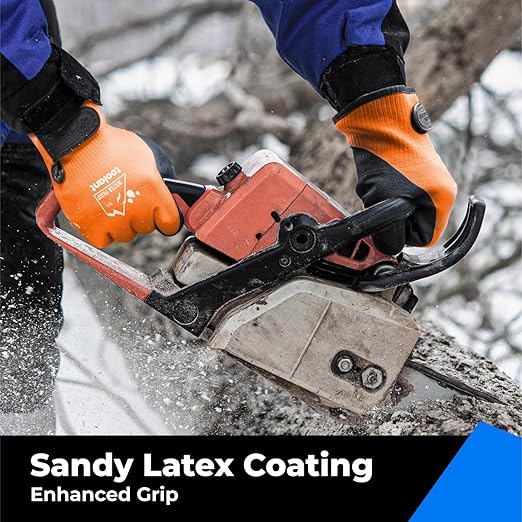 100% Waterproof Gloves for Men and Women, Winter Work Gloves for Cold Weather, Touchsreen, Thermal Insulated Freezer Gloves, With Grip, Orange, Medium