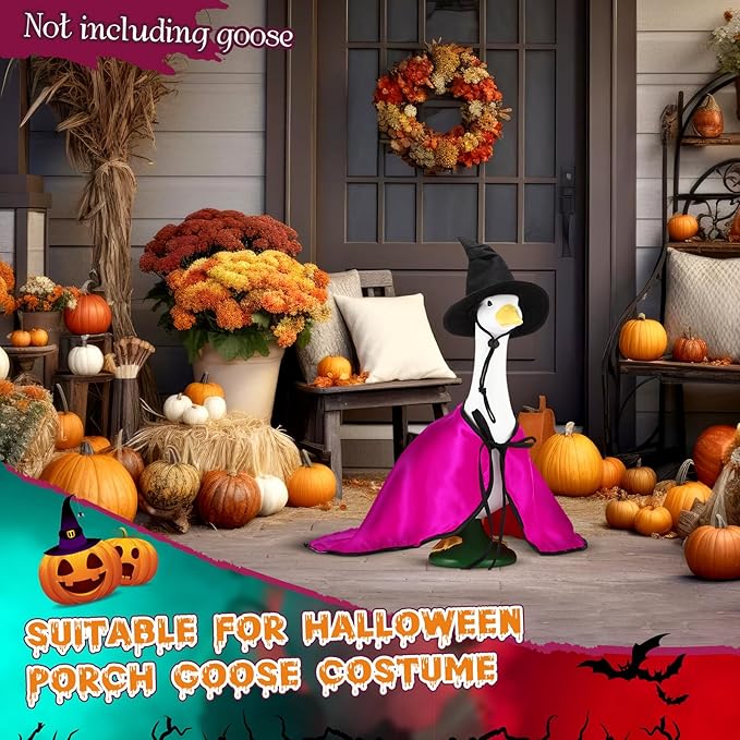 Vinsot Halloween Outdoor Porch Geese Outfit, 23" Patio Yard Porch Desk Goose Coat, Lawn Goose Accessories(Rose Red,Velvet)