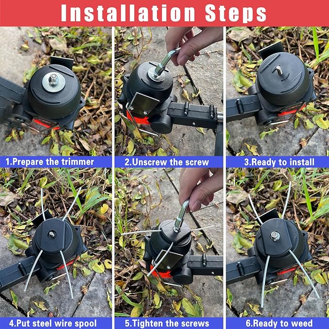 String Trimmer Head Electric Weed Trimmer Blade Replacement Steel Wire Line Trimmer Spool Wire Weed Trimmer Head Weed Wacker Attachment for Cordless Grass Trimmers (10Pcs, Bore 0.2inch/5.5mm)