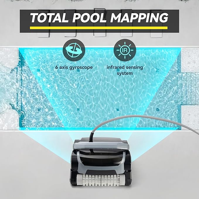 Fully Automatic Robot Swimming Pool Vacuum Cleaner, with Wall-Climbing Function, 360 Degree Kink Free Patented Technology, Swimming Pool Cleaning Robot, Large Filter Installed On The Top,82 Ft