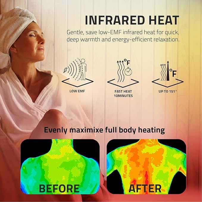 SteamSpa Home Sauna Room 1 Person Hemlock Wooden Indoor Sauna Spa - Bluetooth Speaker, FM, Oxygen bar, Heating Plate, Three Colors Lanterns, Touch Control Panel Temperature