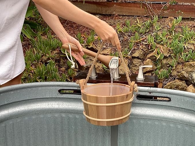HSE Cedar Large Sauna Bucket & Ladle (6L, Red Cedar)