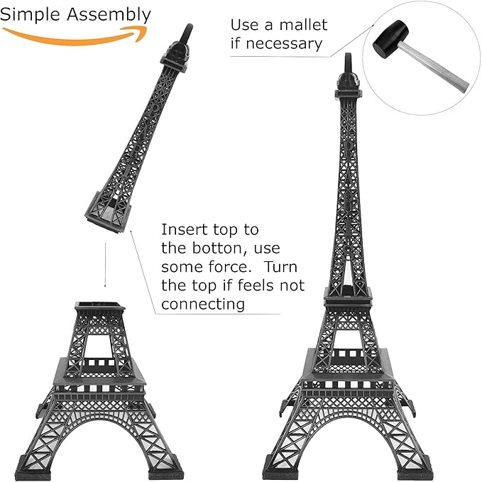 allgala 15" Eiffel Tower Statue Decor Alloy Metal, Black