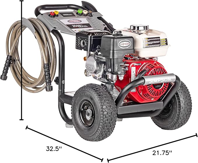 Simpson 61014 3500 PSI at 2.5 GPM Honda GX200 with AAA AX300 Axial Cam Pump Cold Water Professional Gas Pressure Washer PS61002-S