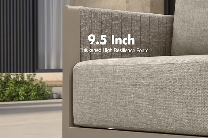 PURPLE LEAF 9 Pieces Patio Conversation Sets with Ottoman All Weather Outdoor Couch Sectional Set with Cushion Small Conversation Set for Garden Poolside Backyard Beige