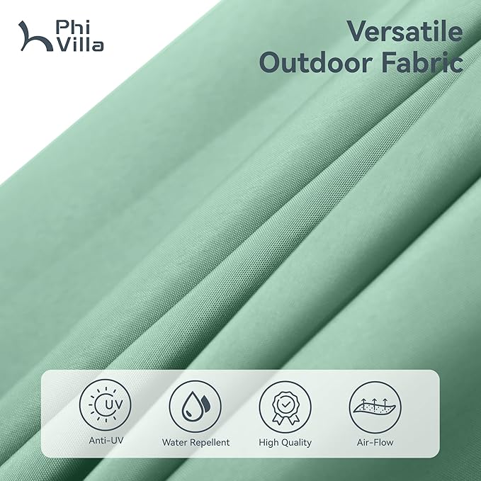 PHI VILLA 15ft Large Patio Umbrellas with Base, Outdoor Double-Sided Rectangle Market Umbrella for Pool Lawn Garden, Mint Green