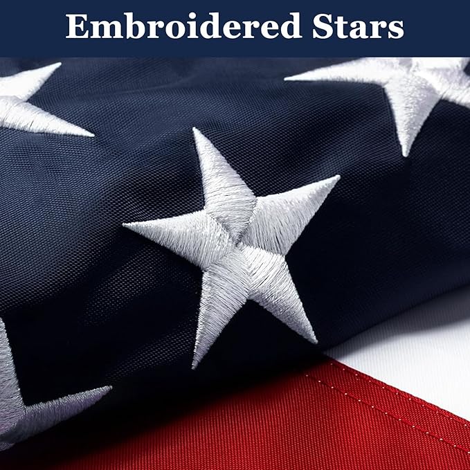 420D American Flags for Outside 3x5 Ft. American Flags 3x5 Ft Outdoor Heavy Duty. Indestructible US Flags with Embroidered Stars, Sewn Stripes, Brass Grommets and Vivid Colors.