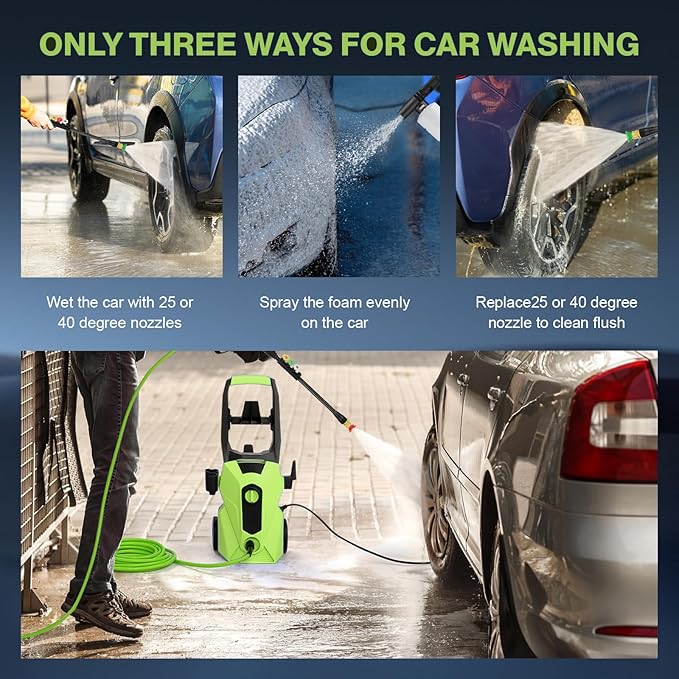 2025 New 5000PSI Pressure Cleaner, Power Cleaner with 33FT Resistant Extension Hose and 4 Nozzles, Compatible with Undercarriage Cleaners, Professional Powerwashers for Home/Car(Green)