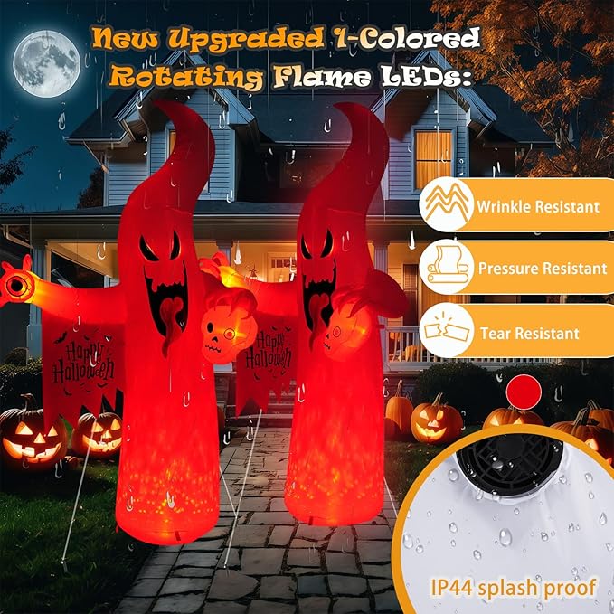 Halloween Inflatable Ghost Decoration, LED Color Changing Lights, Outdoor Yard Decor with Wings (8FT Casper The Ghost)