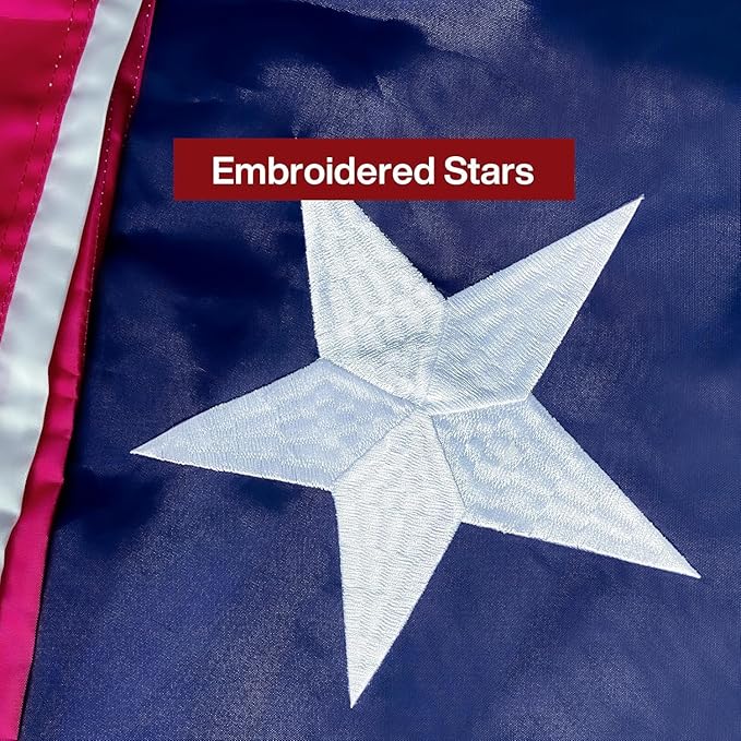 American Flag 15x25 Ft Embroidered Stars, Brass Grommets, Sewn Stripes, Vibrant Colors Outdoor USA Flag Super Tough Tearproof Spun Polyester US Flag, United States Country Flags