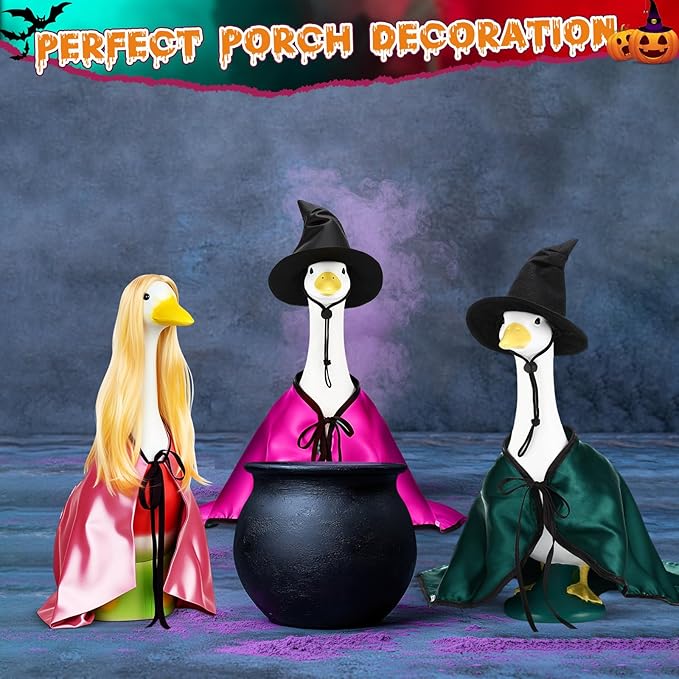 Vinsot Halloween Outdoor Porch Geese Outfit, 23" Patio Yard Porch Desk Goose Coat, Lawn Goose Accessories(Blackish Green, Velvet,Velvet)