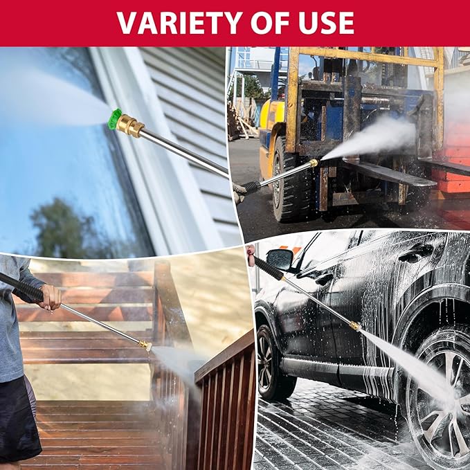 PowerSmart Gas Pressure Washer 3400 PSI, 2.5 GPM,3L Soap Tank, Metal Spray Wand, 5 Nozzles for House, Driveways