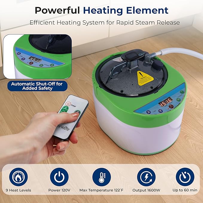 SereneLife Portable Full Size Home Spa| One Person Sauna | with Heating Foot Pad and Portable Chair (Steam Gray)