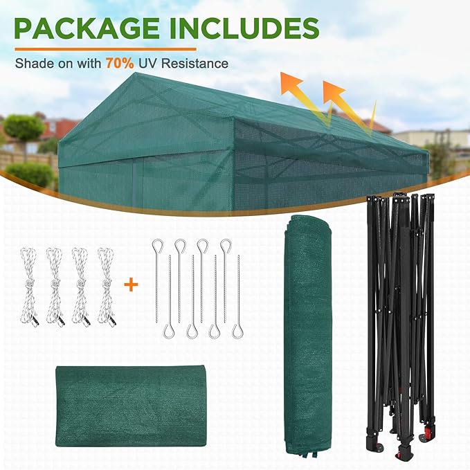 EAGLE PEAK 8x6 Walk in Shade Cloth Cover Greenhouse Instant Pop up Portable Gable Roof Gardening Green House with Mesh Cover, Roll up Doors, Green