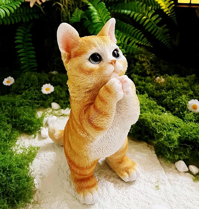 Outdoor Funny Cat Statues Decro,Yard Art Garden Sculptures & Statues,Outdoor Real Animal Sculpture,Perfect for Home Garden Stairs,Farm,Patio,Backyard