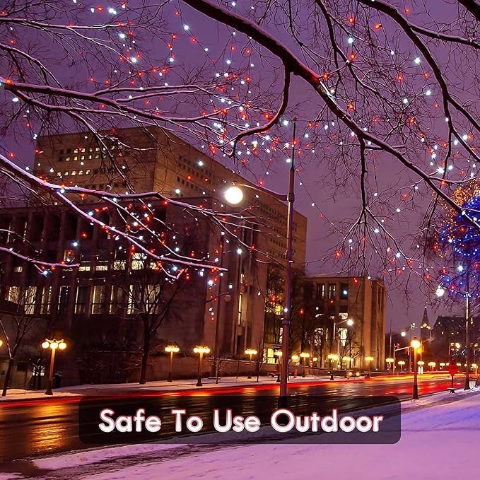 Connectable 240LED 95Ft 13Modes String Lights Indoor Outdoor | Extendable Green Wire Red & White Christmas Tree Lights with Timer | Twinkle Fairy Light Plug in for Xmas Tree Garden Decor(Red & White)