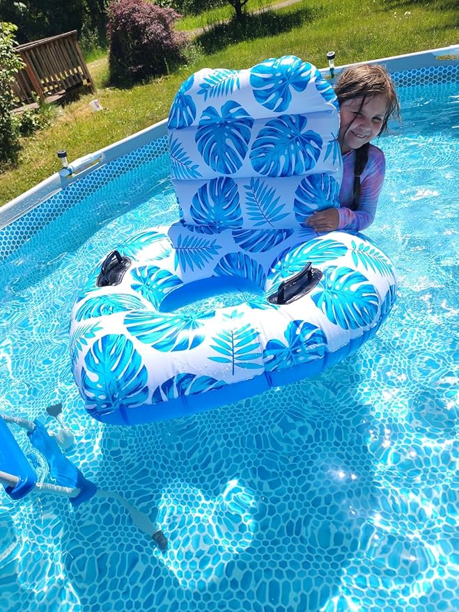 Inflatable Pool Float Lounger - XL Pool Floats,River Tube Floating Chair Sofa with Big Backrest, Blow Up Floaties Lake Raft Lounge with Handle Pool Party for Adults