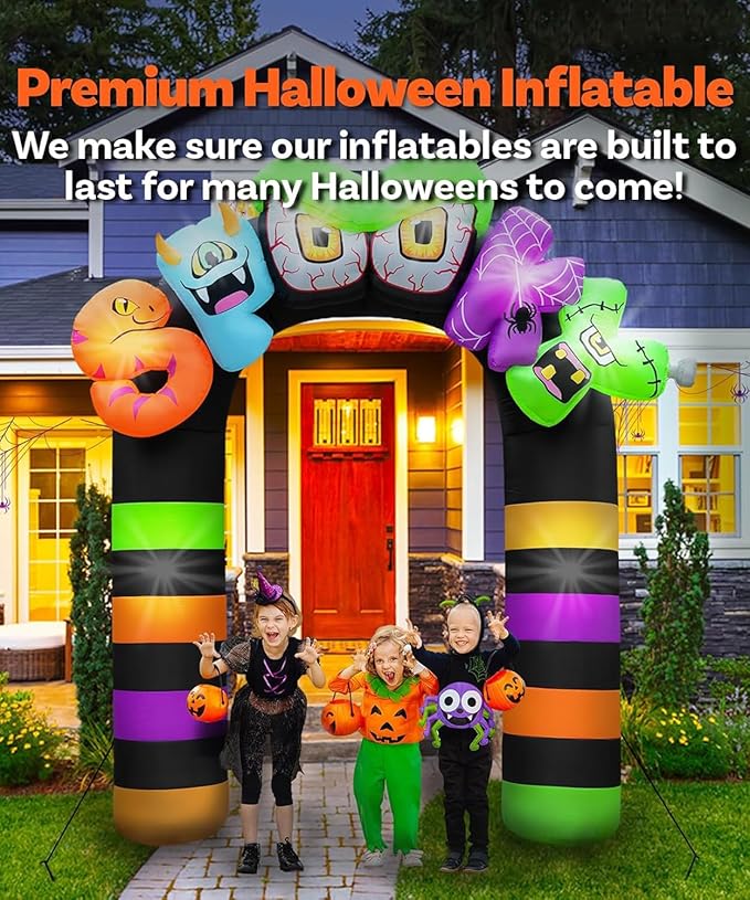 Giant Halloween Inflatables 9FT Spooky Archway, Halloween Inflatable Arch Built-in 8 LED for Spooky Halloween Inflatables Outdoor Decoration Graden Lawn Decor Party Haunted House