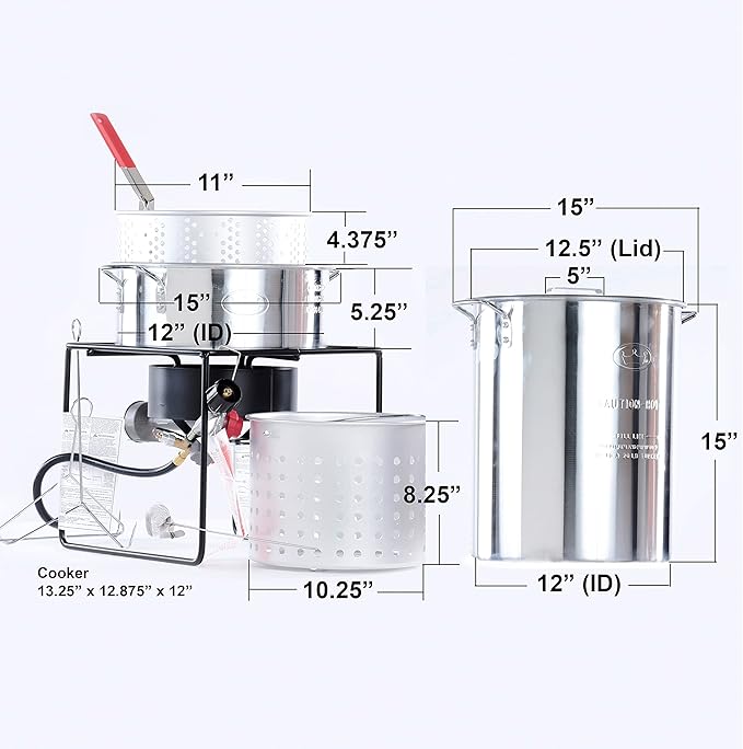 King Kooker Propane Outdoor Fry Boil Package with 2 Pots, silver, one size (12RTFBF3)