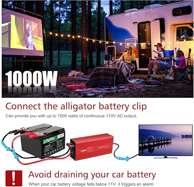 Fancy Buying 1000W/2000W(Peak) Power Inverter for Vehicles, DC 12V to 110V AC Converter with Dual AC Outlets and Dual USB Car Charger for Car Laptop Computer