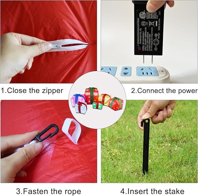 ZXSWONLY 8 FT Inflatable with 6 Multicolor Gift Boxes, Christmas Blow-up Yard Decorations Build in LED for Xmas Party Indoor, Outdoor, Yard, Garden, Lawn Decor