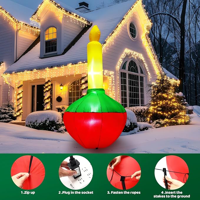 Soulchen 5ft Christmas Inflatable Bubble Light Outdoor Decorations Backyard Inflatables Bubble Light Built-in LED Lighted Christmas Blow up for Yard Garden Lawn Holiday Party Decor