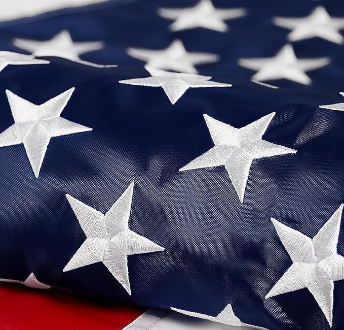 American Flag 5x8 ft: Long Lasting US Flag, Heavy Duty Nylon, Embroidered Stars, Sewn Stripes, Brass Grommets, UV Protection Perfect for Outdoors! USA Flag